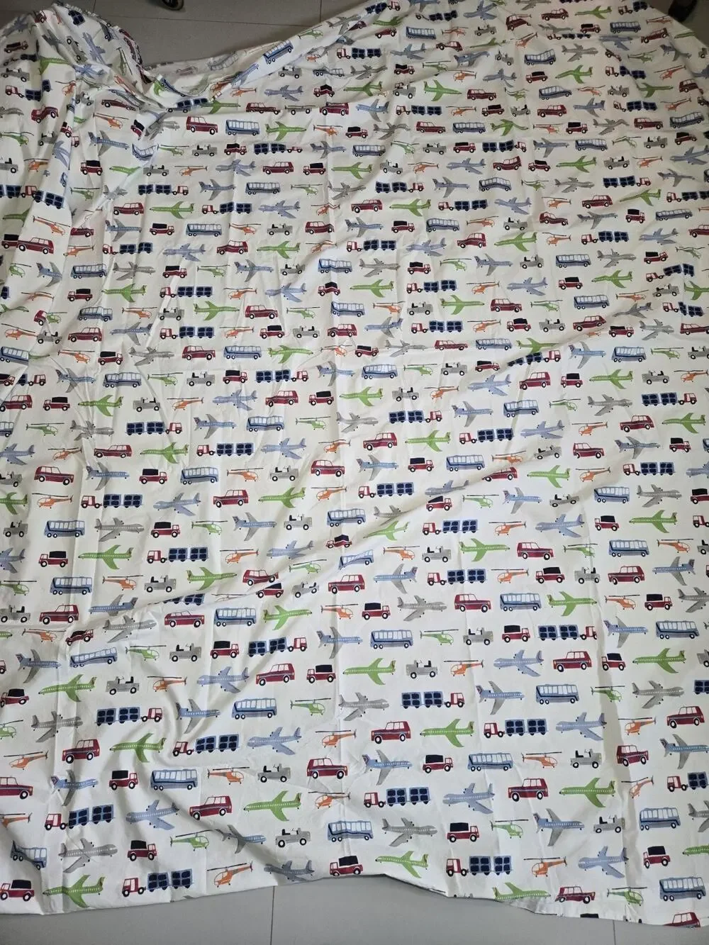 POTTERY BARN KIDS Full Flat Transportation Truck Plane Bus Car Theme